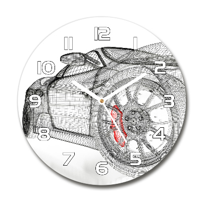 Zegar szklany okrągły Siatka samochodu