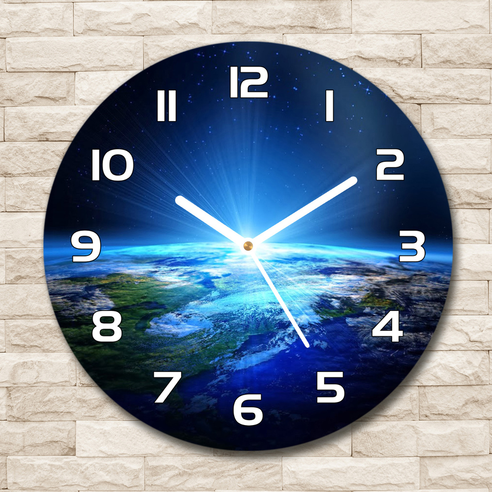 Zegar szklany okrągły Planeta Ziemia