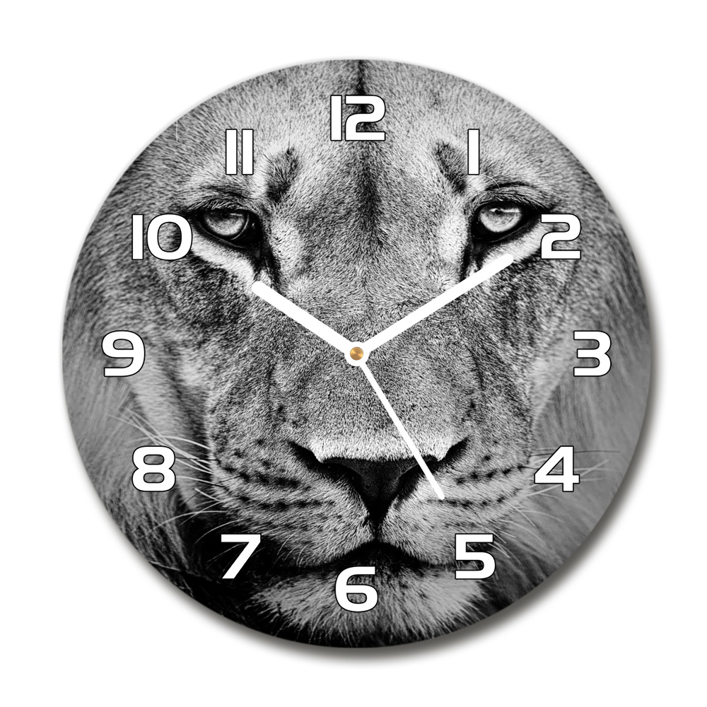 Zegar szklany okrągły Portret lwa