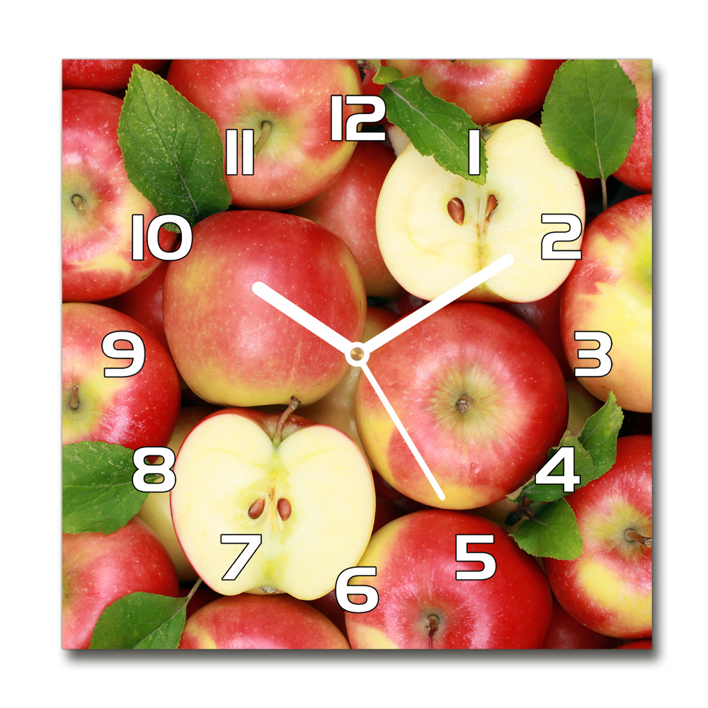 Zegar ścienny szklany okrągły Jabłka