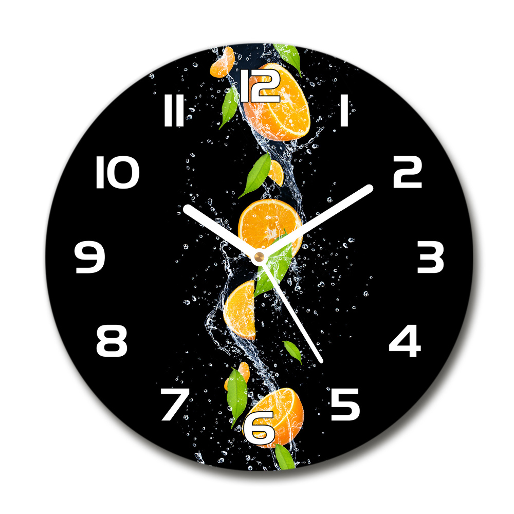 Zegar szklany okrągły Pomarańcze i woda