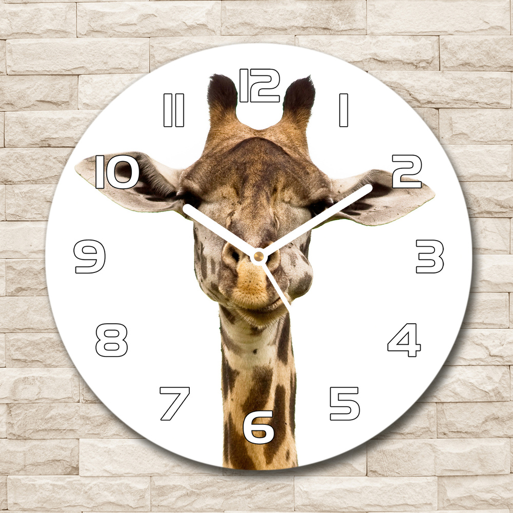 Zegar ścienny szklany okrągły Żyrafa
