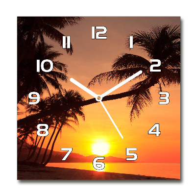 Zegar szklany okrągły Zachód słońca plaża