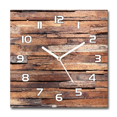 Zegar szklany okrągły Drewniana ściana