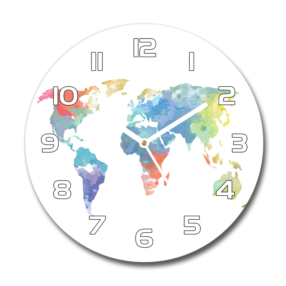 Zegar szklany na ścianę Mapa świata