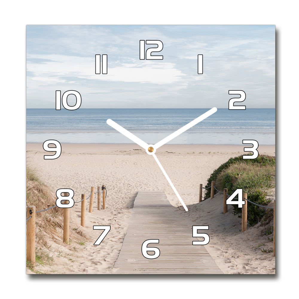 Zegar szklany okrągły Ścieżka na plażę