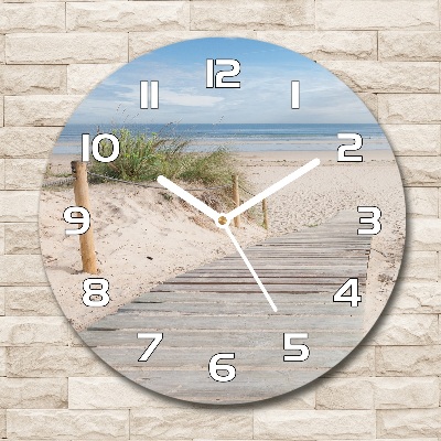 Zegar ścienny szklany okrągły Plaża