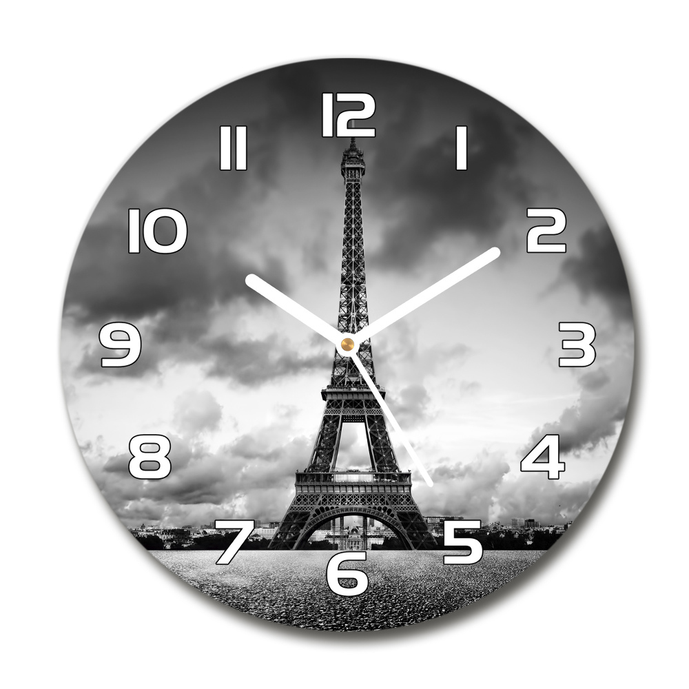 Zegar szklany okrągły Wieża Eiffla Paryż