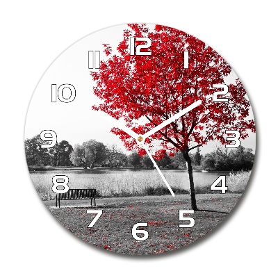 Zegar szklany na ścianę Czerwone drzewo