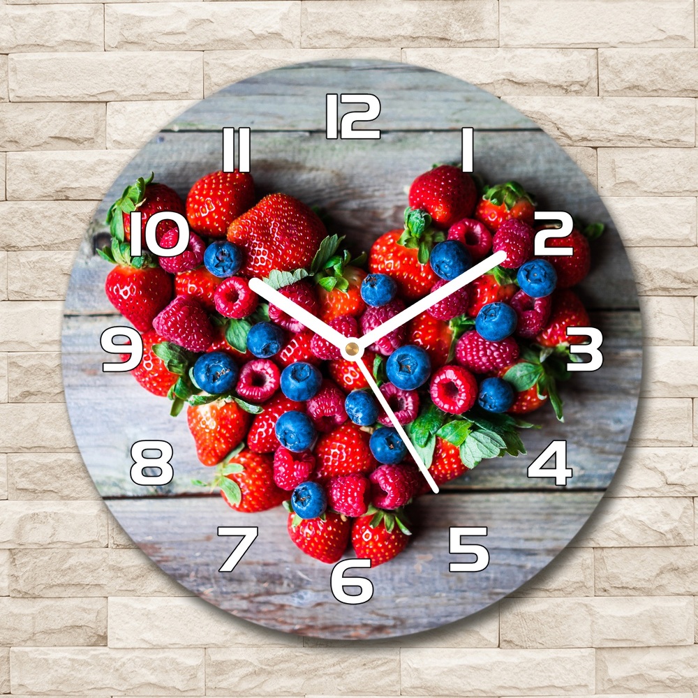 Zegar szklany okrągły Serce z owoców