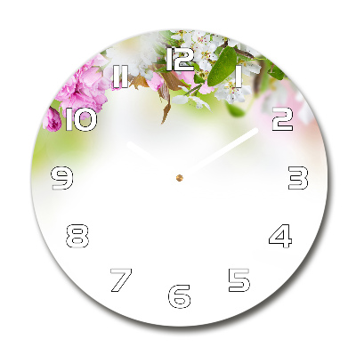 Zegar szklany okrągły Wiosenne kwiaty