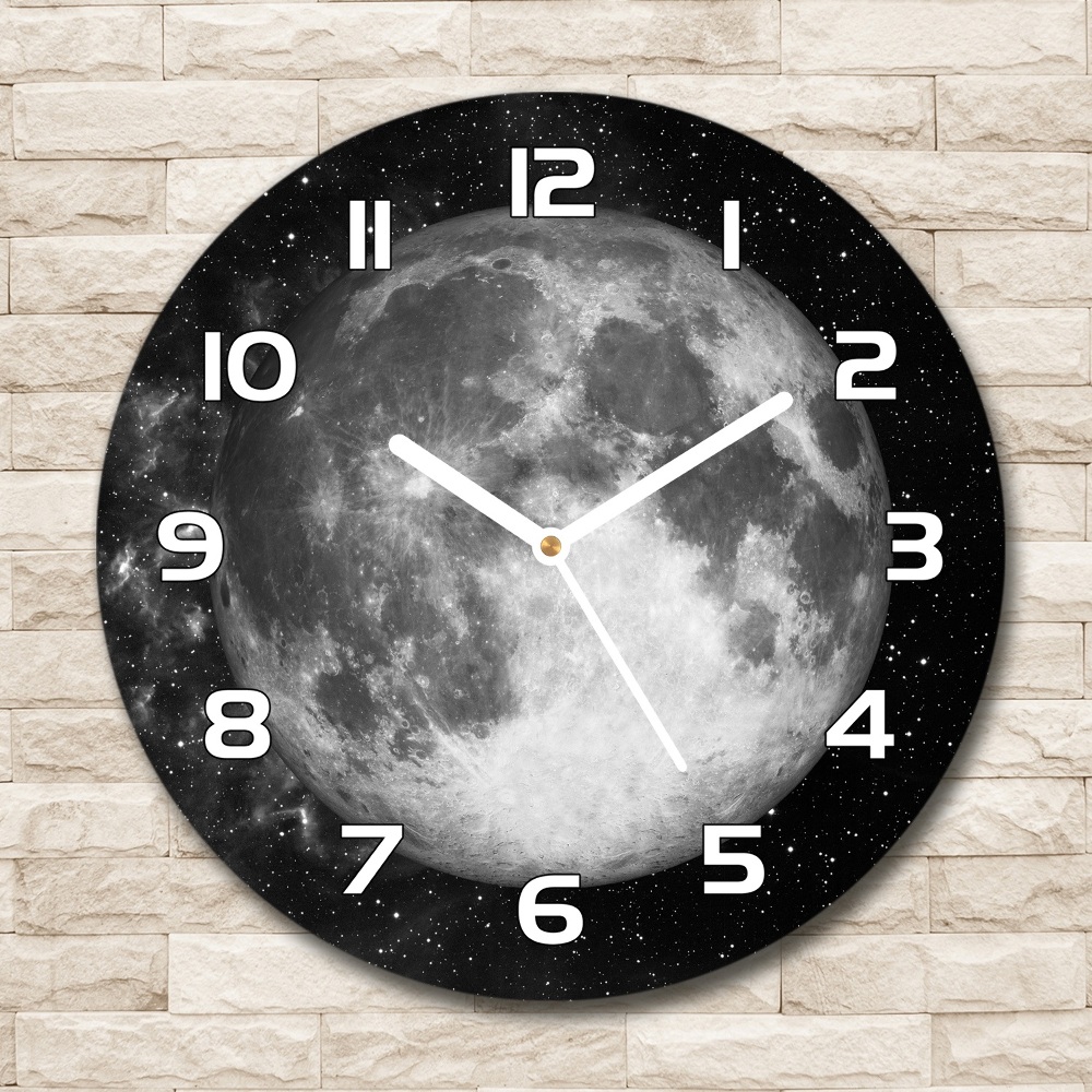 Zegar ścienny szklany okrągły Księżyc