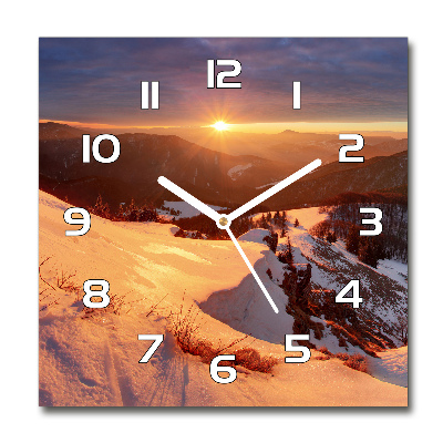 Zegar szklany na ścianę Zima w górach