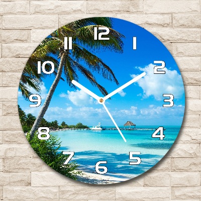 Zegar szklany na ścianę Tropikalna plaża