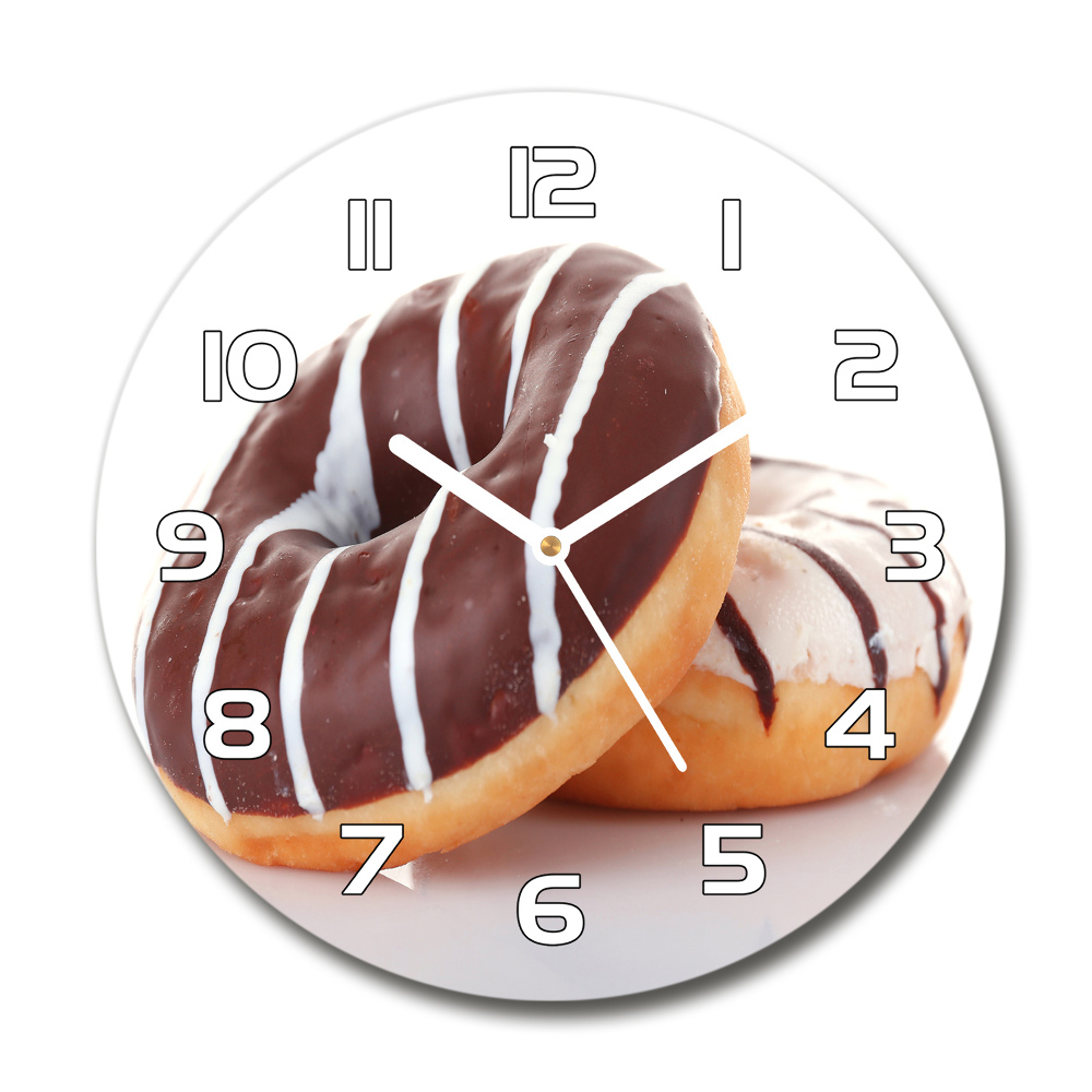 Zegar szklany okrągły Donaty z czekoladą