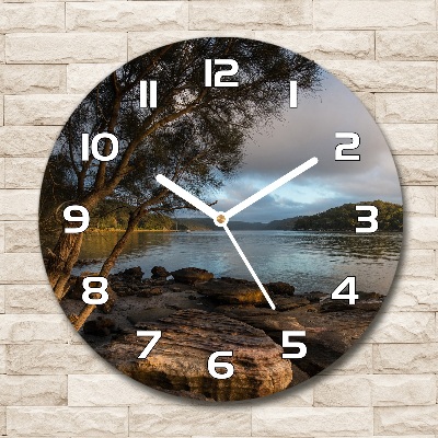 Zegar szklany na ścianę Drzewo nad rzeką