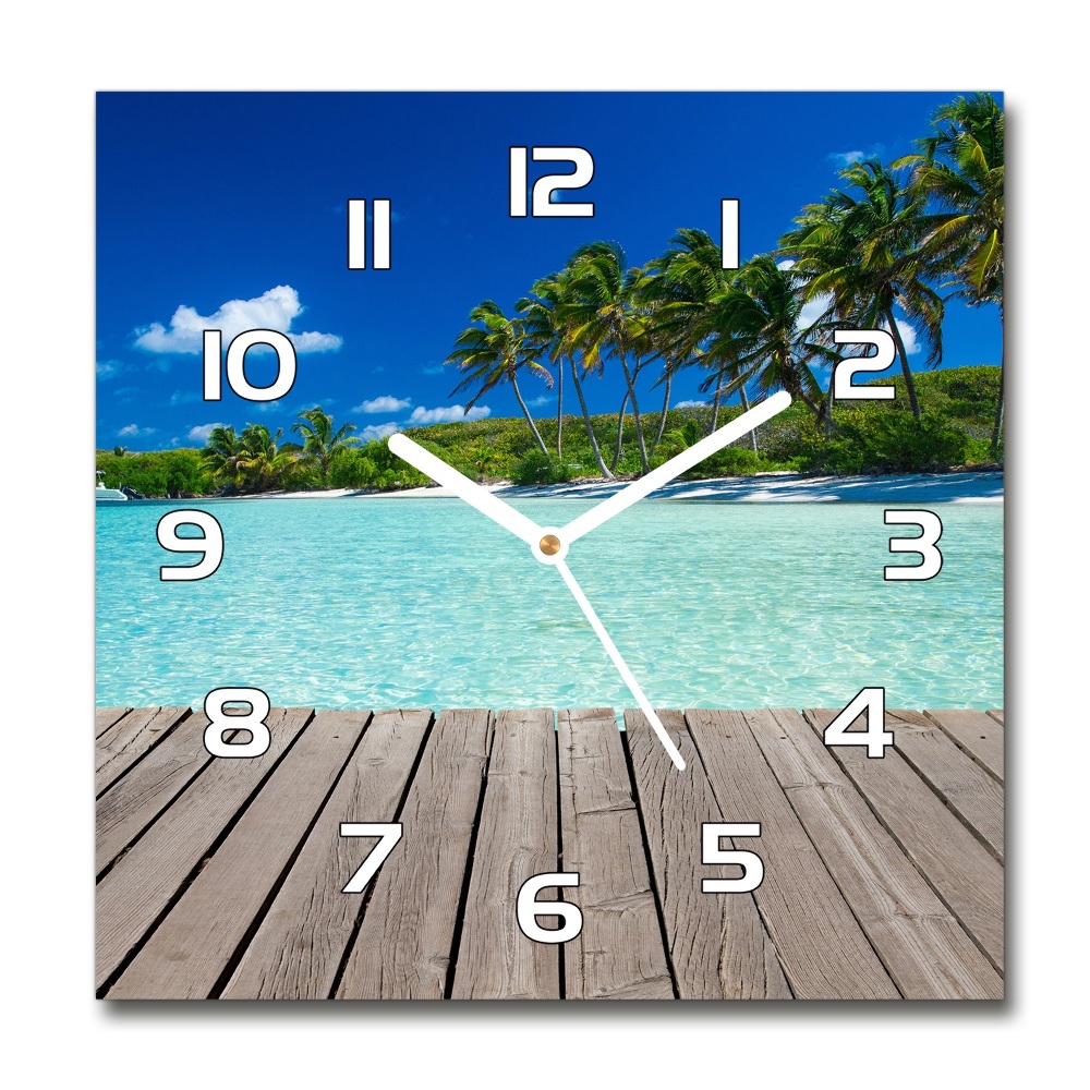 Zegar szklany okrągły Tropikalna plaża