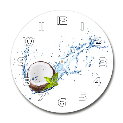 Zegar szklany okrągły Kokos i woda