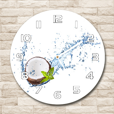 Zegar szklany okrągły Kokos i woda