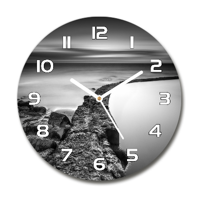 Zegar szklany okrągły Kamienista plaża