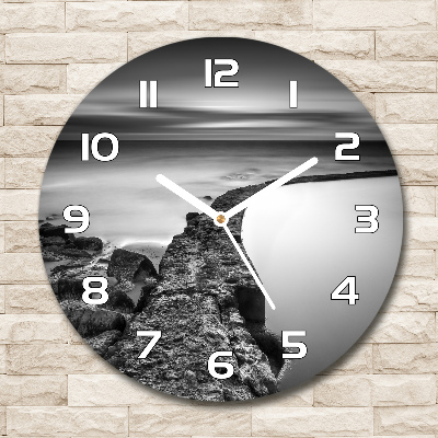 Zegar szklany okrągły Kamienista plaża