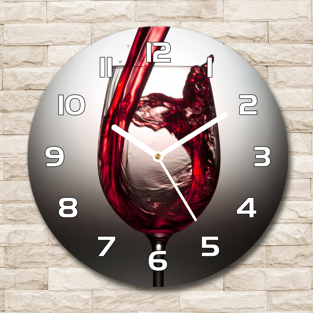 Zegar szklany okrągły Czerwone wino