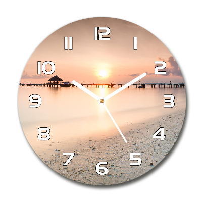 Zegar szklany okrągły Plaża Malediwy