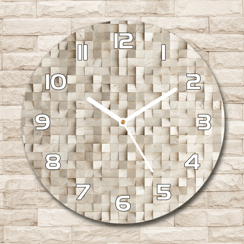 Zegar szklany na ścianę Drewniane kostki