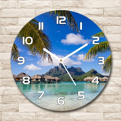Zegar szklany na ścianę Palmy na Bora Bora