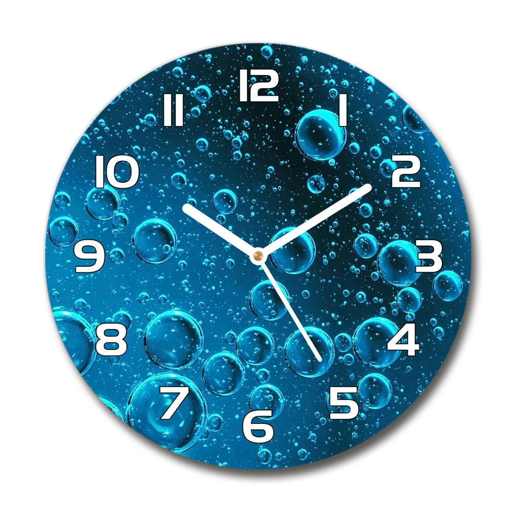 Zegar szklany na ścianę Bąble pod wodą