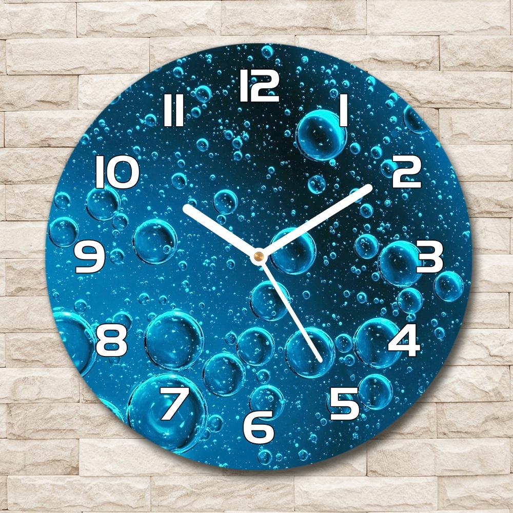 Zegar szklany na ścianę Bąble pod wodą