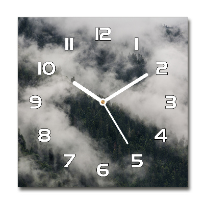 Zegar szklany na ścianę Mgła nad lasem