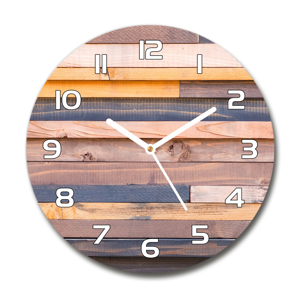Zegar szklany na ścianę Drewniana ściana