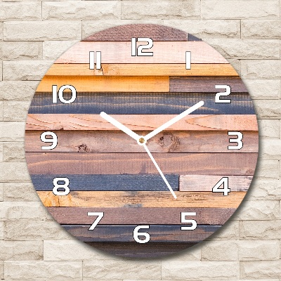 Zegar szklany na ścianę Drewniana ściana