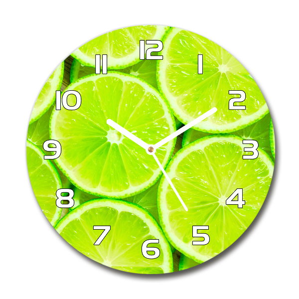 Zegar ścienny szklany okrągły Limonki