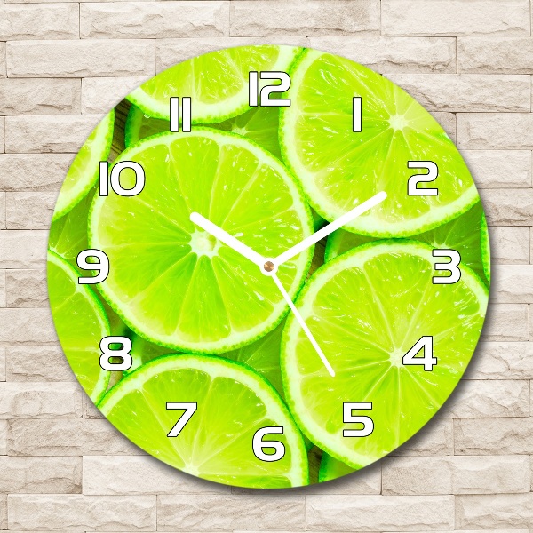 Zegar ścienny szklany okrągły Limonki
