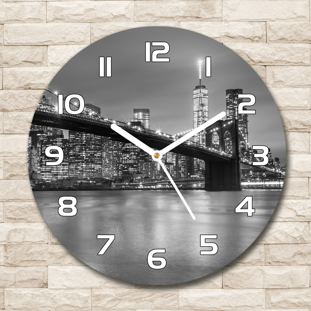 Zegar szklany okrągły Nowy Jork nocą