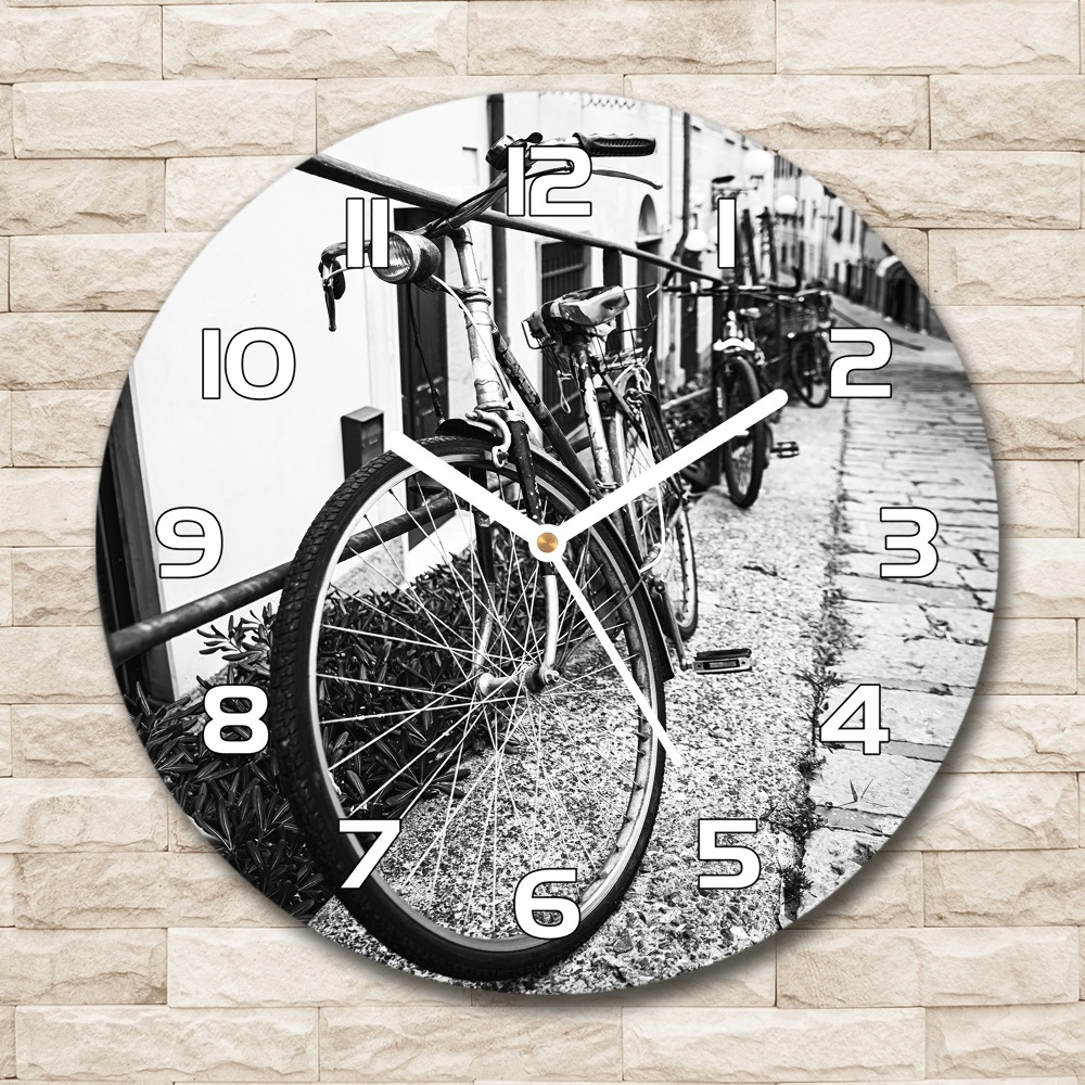 Zegar szklany okrągły Miejskie rowery