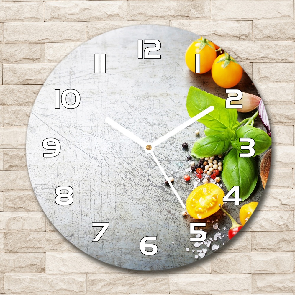 Zegar ścienny szklany okrągły Warzywa