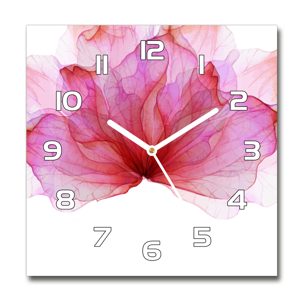 Zegar szklany okrągły Różowy kwiat
