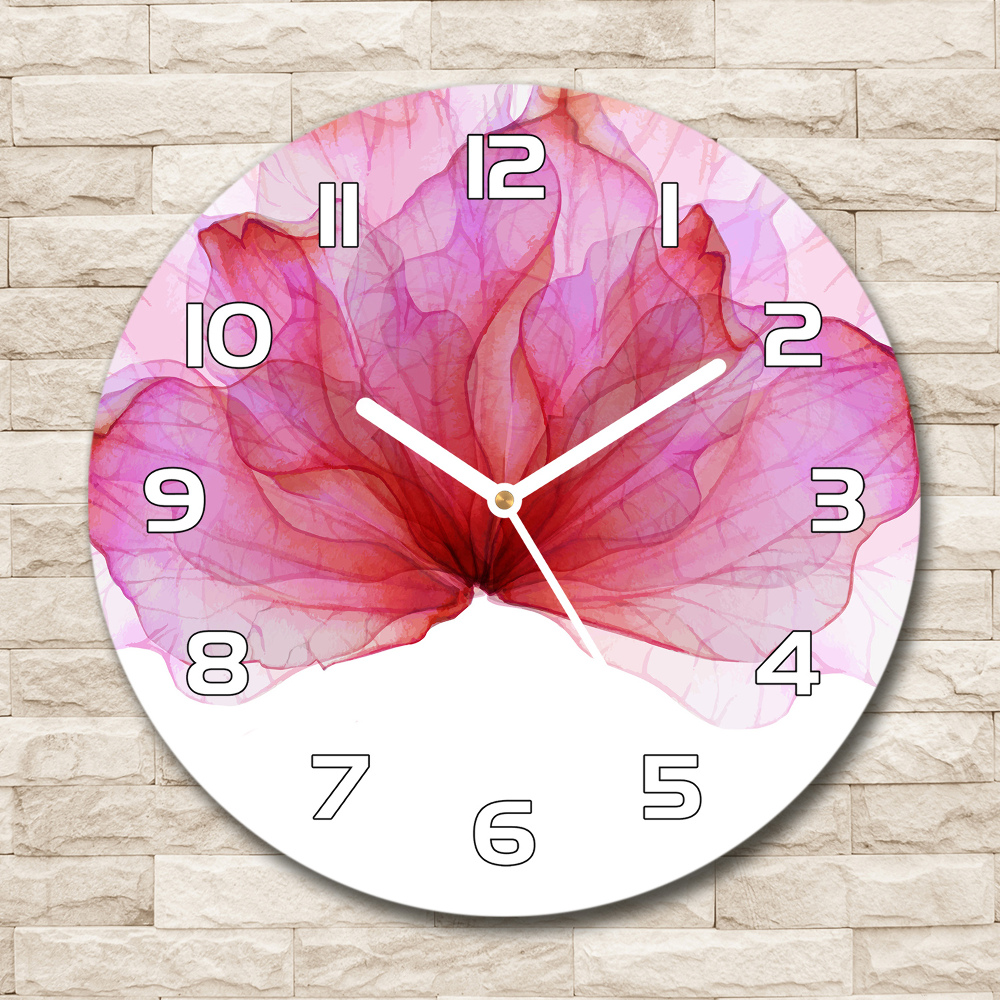 Zegar szklany okrągły Różowy kwiat