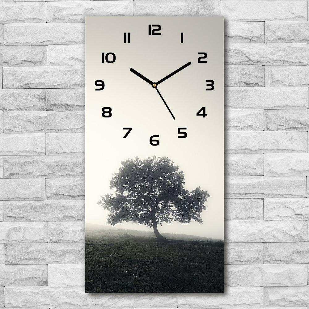 Zegar szklany ścienny Drzewo we mgle