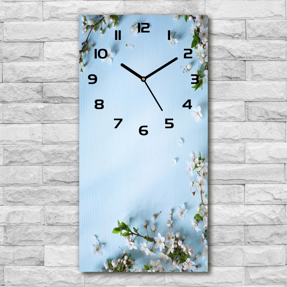 Zegar szklany ścienny Kwiaty wiśni