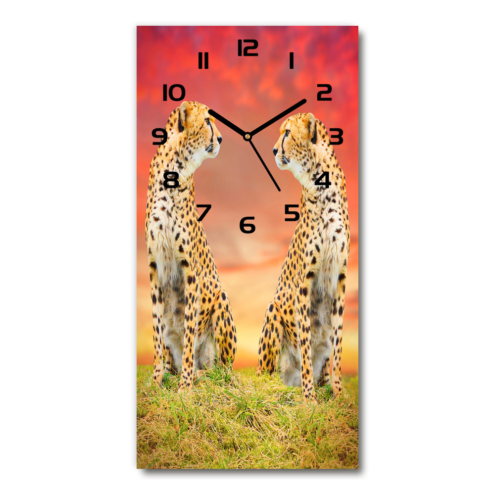 Nowoczesny zegar ścienny Dwa gepardy
