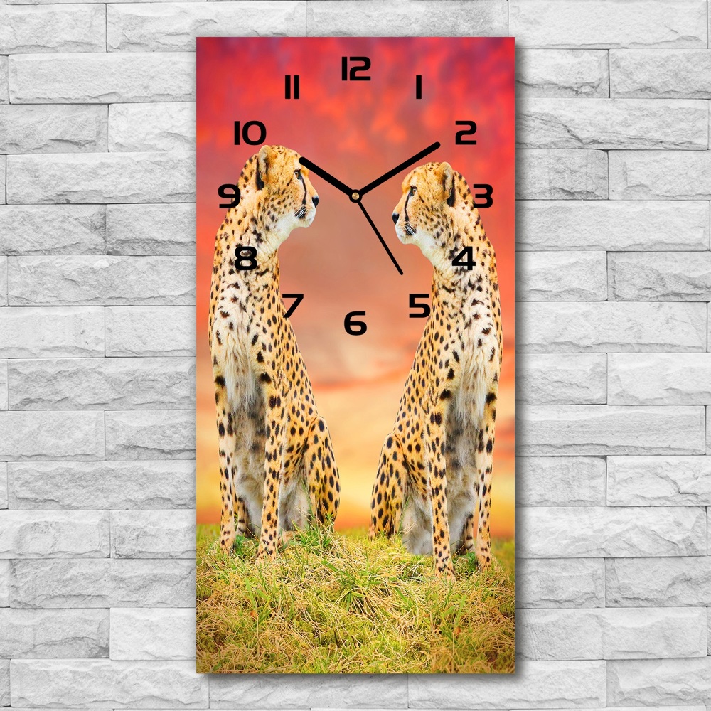 Nowoczesny zegar ścienny Dwa gepardy
