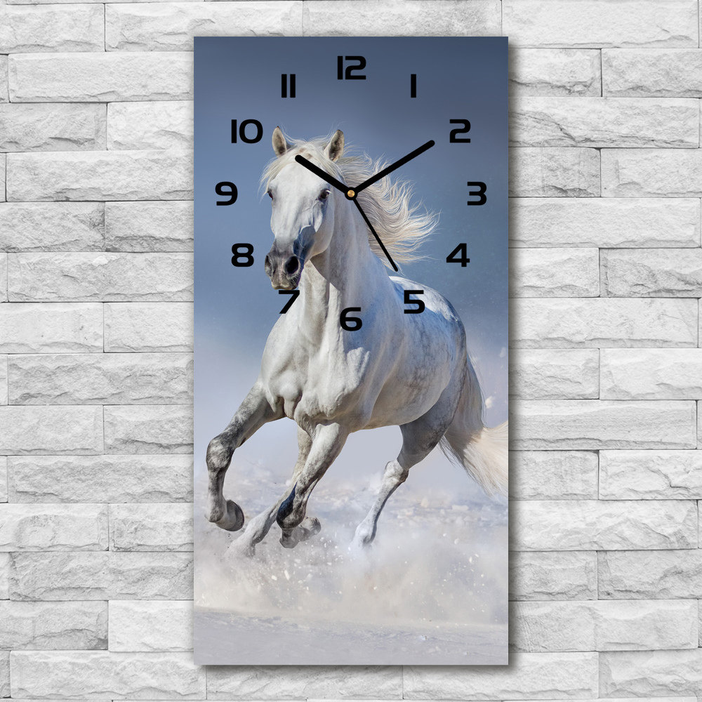 Zegar ścienny Biały koń w galopie