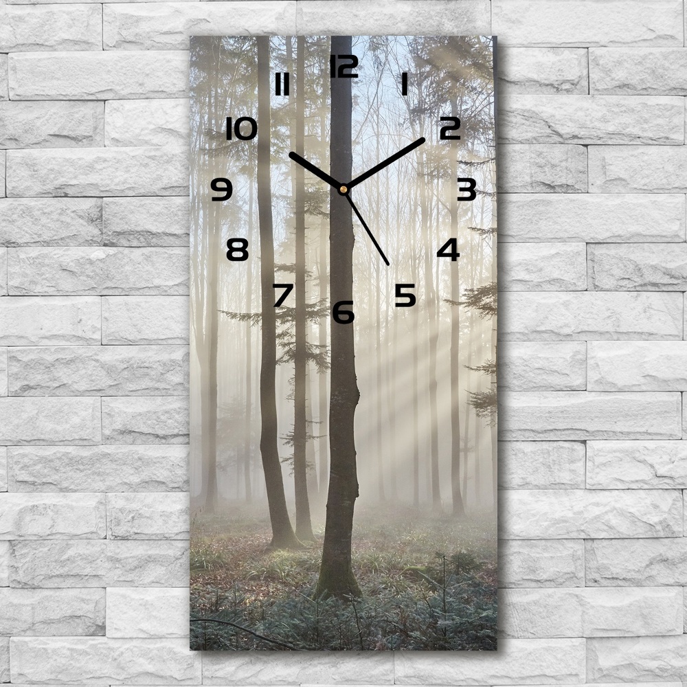 Zegar szklany ścienny Mgła w lesie