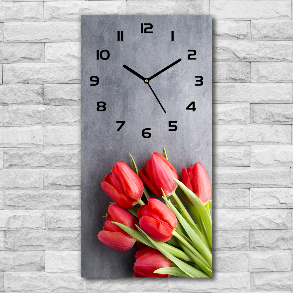 Zegar ścienny Czerwone tulipany
