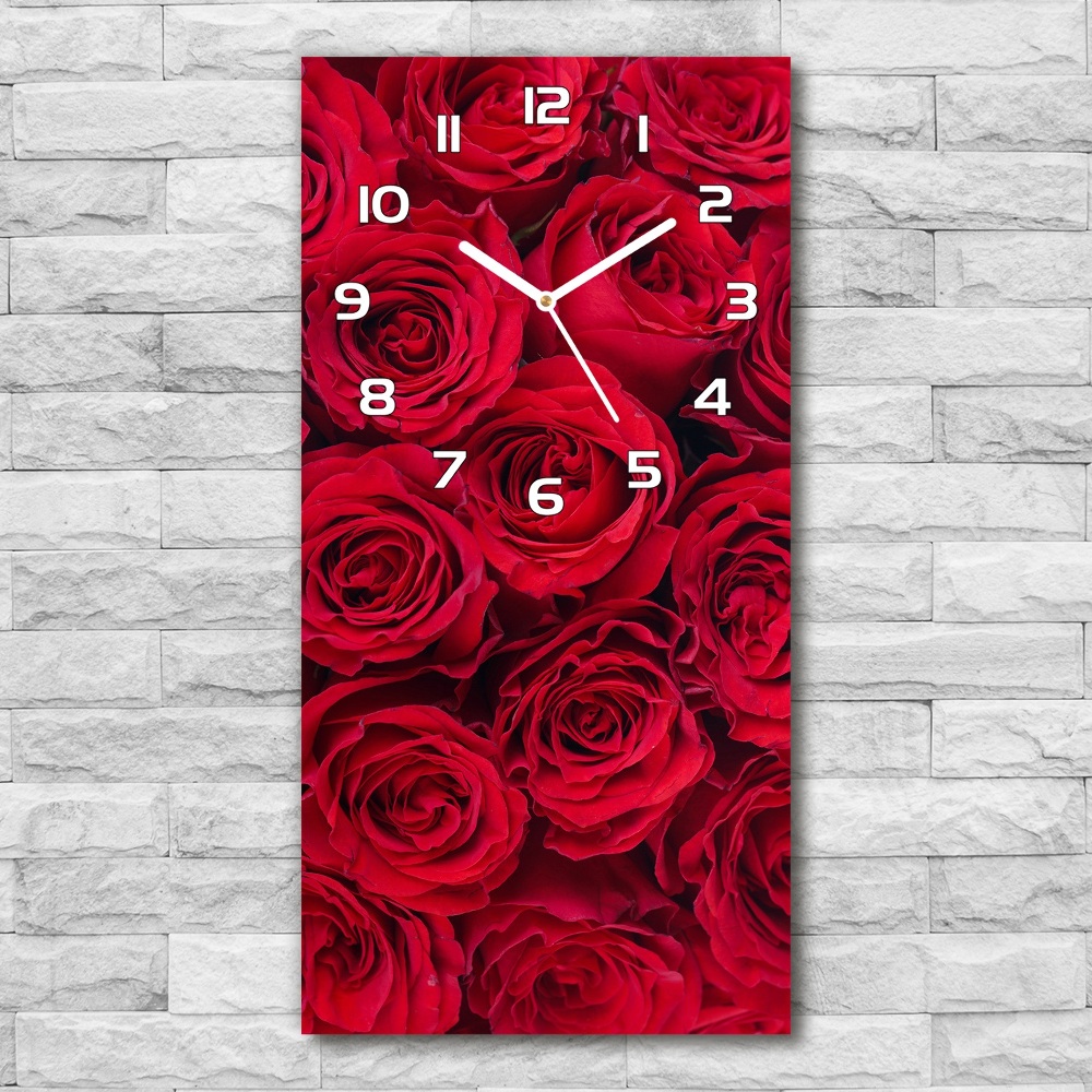 Zegar szklany ścienny Czerwone róża