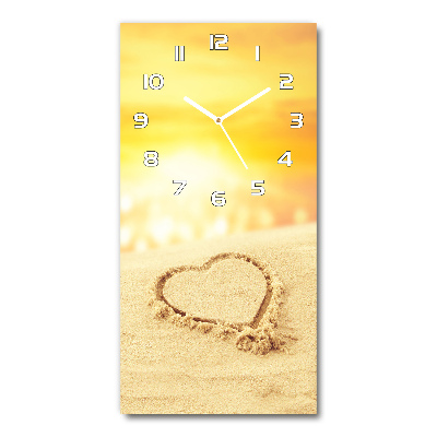 Zegar szklany ścienny Serce na plaży